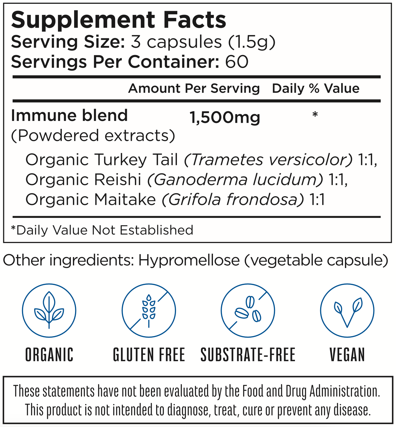 Lucidum Medicinals IMMUNE 180-capsule bottle product label